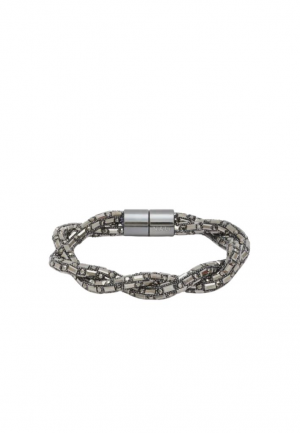 BRACCIALE YLIA INTRECCIATO PIETRE NERO NALI'