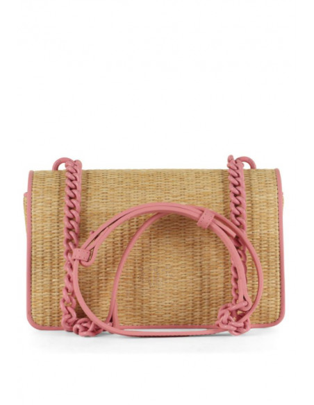 BORSA A TRACOLLA IN PELLE E RAFIA LOVE ONE MINI PINKO 103335 A1RQ