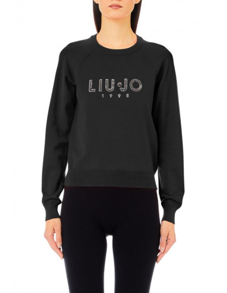 Maglia con logo e strass Liu Jo